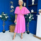 Nancy Cape Detailed Midi Dress Cerise