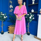 Nancy Cape Detailed Midi Dress Cerise