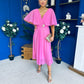 Nancy Cape Detailed Midi Dress Cerise