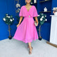 Nancy Cape Detailed Midi Dress Cerise