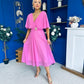 Nancy Cape Detailed Midi Dress Cerise