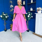 Nancy Cape Detailed Midi Dress Cerise