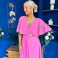 Nancy Cape Detailed Midi Dress Cerise