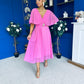 Nancy Cape Detailed Midi Dress Cerise