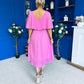Nancy Cape Detailed Midi Dress Cerise