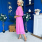 Nancy Cape Detailed Midi Dress Cerise