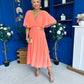 Nancy Cape Detailed Midi Dress Peach