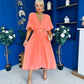 Nancy Cape Detailed Midi Dress Peach
