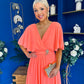 Nancy Cape Detailed Midi Dress Peach