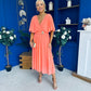 Nancy Cape Detailed Midi Dress Peach