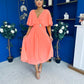 Nancy Cape Detailed Midi Dress Peach