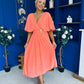 Nancy Cape Detailed Midi Dress Peach