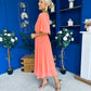 Nancy Cape Detailed Midi Dress Peach