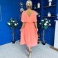 Nancy Cape Detailed Midi Dress Peach