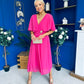 Nancy Cape Detailed Midi Dress Fuchsia