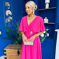 Nancy Cape Detailed Midi Dress Fuchsia