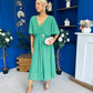 Nancy Cape Detailed Midi Dress Emerald