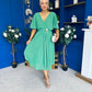 Nancy Cape Detailed Midi Dress Emerald