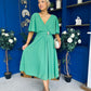 Nancy Cape Detailed Midi Dress Emerald