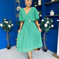 Nancy Cape Detailed Midi Dress Emerald