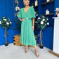 Nancy Cape Detailed Midi Dress Emerald
