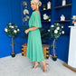 Nancy Cape Detailed Midi Dress Emerald