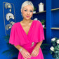 Nancy Cape Detailed Midi Dress Fuchsia