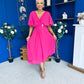 Nancy Cape Detailed Midi Dress Fuchsia