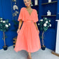 Nancy Cape Detailed Midi Dress Peach