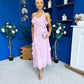 Cherie Frill Detail Halterneck Midi Dress Pink