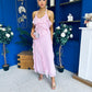 Cherie Frill Detail Halterneck Midi Dress Pink