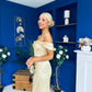 Sandra Bardot Satin Occasion Dress Yellow