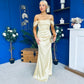 Sandra Bardot Satin Occasion Dress Yellow