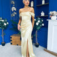 Sandra Bardot Satin Occasion Dress Yellow