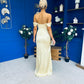 Sandra Bardot Satin Occasion Dress Yellow