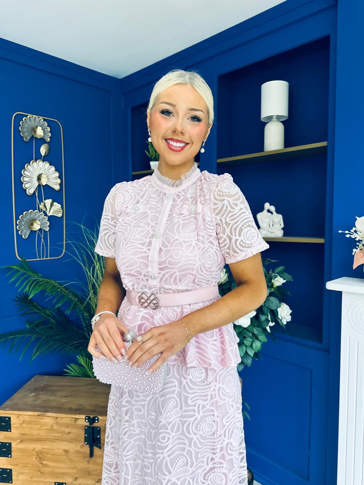 Melody Floral Lace Top & Skirt Set Pink