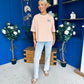 Orna Casual Striped T-Shirt Peach