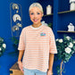 Orna Casual Striped T-Shirt Peach