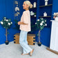 Orna Casual Striped T-Shirt Peach