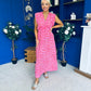 Gerri Sleeveles Midi Dress Leopard Fuchsia