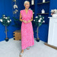 Gerri Sleeveles Midi Dress Leopard Fuchsia