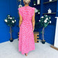 Gerri Sleeveles Midi Dress Leopard Fuchsia
