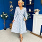 Avril Pleat Detail Midi Dress Coco Polka Blue