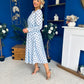 Avril Pleat Detail Midi Dress Coco Polka Blue