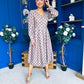 Avril Pleat Detail Midi Dress Coco Polka Mocha