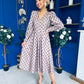 Avril Pleat Detail Midi Dress Coco Polka Mocha