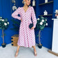 Avril Pleat Detail Midi Dress Coco Polka Pink
