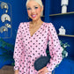 Avril Pleat Detail Midi Dress Coco Polka Pink