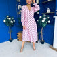 Avril Pleat Detail Midi Dress Coco Polka Pink