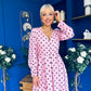 Avril Pleat Detail Midi Dress Coco Polka Pink